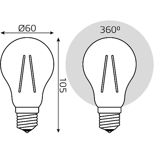 Лампа светодиодная Gauss Filament 102902112 12Вт цок.: E27 груша 185B св. свеч. белый теп. грушевидная (упак.: 10 шт)