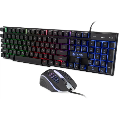 Комплект клавиатура+мышь Oklick 400GMK проводной, USB, 1200 DPI, чёрный