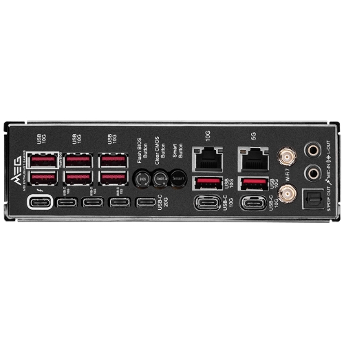 Материнская плата MSI MEG Z890 GODLIKE, LGA1851, Intel Z890, 4xDDR5, 4xSATA, 8xM.2, 2xPCIe 5.0 x16, 1xPCIe 4.0 x4, 2xThunderbolt 4 (40Gbps), 1x10G LAN, 1x5Gb LAN, Wi-Fi 7, Bluetooth 5.4, 5xUSB-C 10Gbps, 1xUSB-C 20Gbps, 8xUSB-A 10Gbps, 4xUSB-A 5Gbps, 4xUSB-A 2.0, 1xS/PDIF, 2x3.5 мм, 7.1, E-ATX