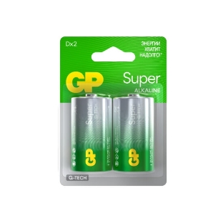 Алкалиновые батарейки GP Super Alkaline G-Tech 13А типоразмера D - 2 шт. на блистере (2 шт.)