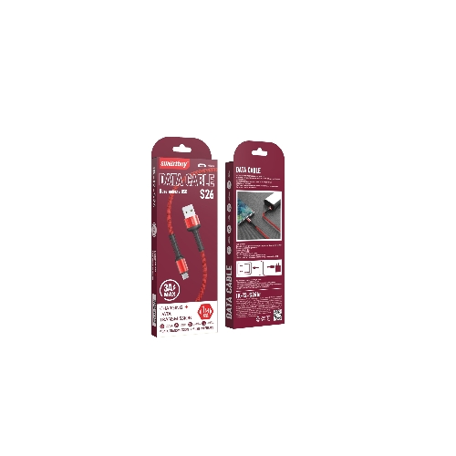 Кабель Smartbuy S26 MicroUSB красный, 3 А, QC, нейл.,1 м