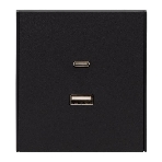 Розетка Kranz STRONG USB-A+Type-C 3А с функцией быстрой зарядки антрацит
