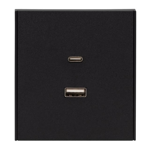 Розетка Kranz STRONG USB-A+Type-C 3А с функцией быстрой зарядки антрацит