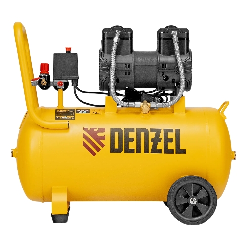 Компрессор безмасляный малошумный Denzel DLP-1500/50, 1,5 кВт, 50 л, 2850 об/мин, 250 л/мин