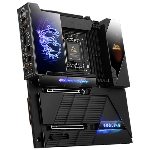 Материнская плата MSI MEG Z890 GODLIKE, LGA1851, Intel Z890, 4xDDR5, 4xSATA, 8xM.2, 2xPCIe 5.0 x16, 1xPCIe 4.0 x4, 2xThunderbolt 4 (40Gbps), 1x10G LAN, 1x5Gb LAN, Wi-Fi 7, Bluetooth 5.4, 5xUSB-C 10Gbps, 1xUSB-C 20Gbps, 8xUSB-A 10Gbps, 4xUSB-A 5Gbps, 4xUSB-A 2.0, 1xS/PDIF, 2x3.5 мм, 7.1, E-ATX