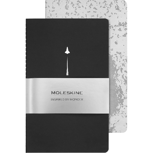 Блокнот Moleskine CAHIER NASA-INSPIRED SKCAHLP7063S2 Large 130х210 мм 120 стр. нелинованный мягкая обложка серебристый/черный Moon (2 шт)