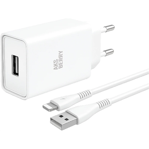 Зарядное устройство Aksberry T40 1USB 24A + Lightning (белый)