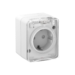 Розетка 1-м ОП AtlasDesign Profi54 16А IP54 250В с заземл. защ. шторки белый SchE ATN540145