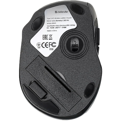 Комплект клавиатура+мышь Defender Berkeley C-925 беспроводной, USB, 1600 DPI, чёрный