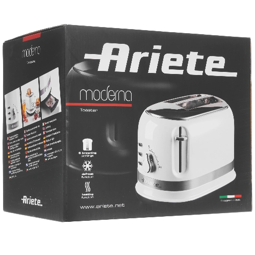 Тостер Ariete Moderna белый, 800 Вт, 2 слота