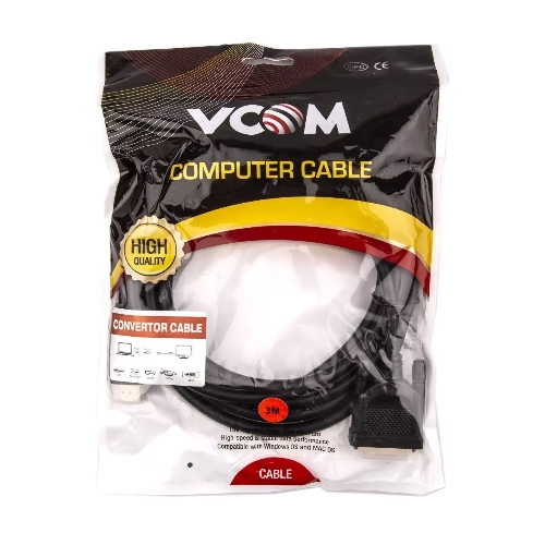 Кабель HDMI AM/DVI(24+1)M, 3 м, CU, 1080P@60Hz, 2F, VCOM CG484GD-3M