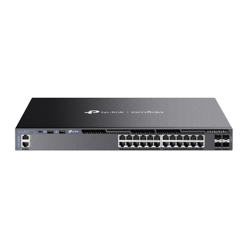 Коммутатор управляемый стекируемый 3 го уровня TP-Link SG6428X Omada с 24 гигабитными портами и 4 портами SFP+