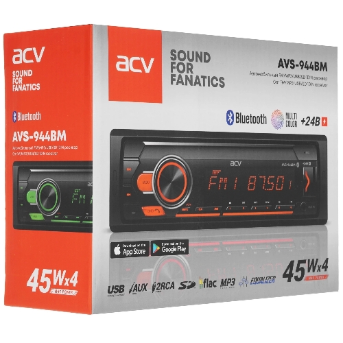 Автомагнитола ACV AVS-944BM, 1 DIN, Bluetooth, USB Type-A, AUX