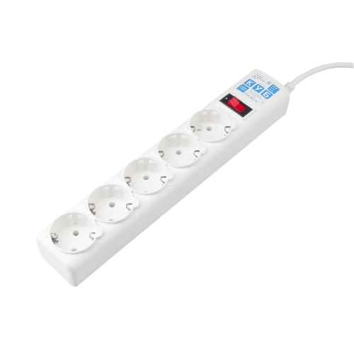Фильтр-удлинитель, PC 0,5 м 5 р, бел. 10А, SPG-B-0,5M-WHITE