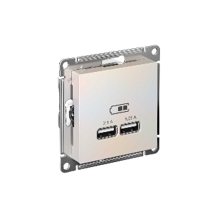 Механизм розетки USB AtlasDesign 5В 1порт х 2.1А 2порта х 1.05А жемчуг SchE ATN000433