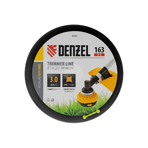 Леска для триммера Denzel витой квадрат, 3,0мм х 163м, на DIN катушке FLEX CORD