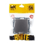 Розетка 1-местная IEK BRITE РСбш10-3-44-БрС с заземлением, с защитными шторками и крышкой, 16А, IP44, сталь