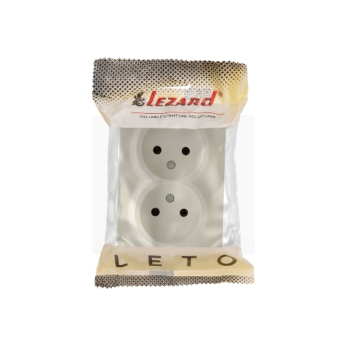 Розетка 2-м ОП LETO без заземл. закрытый корпус ПБТ крем LEZARD 752-0300-128B