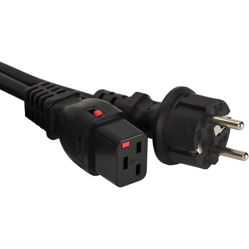 Шнур питания Lanmaster LAN-PP19L/SH-0.5-BK C19-Schuko проводник.:3x1.5мм2 0.5м 220В 16А черный