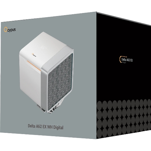 Кулер для процессора Ocypus Delta A62 EX WH Digital, 2x120мм ARGB FAN, Top Display Panel, 6 HEAT PIPES, 4-PIN PWM, 600-1800 RPM, 31DBA, HYDRO BEARING, LGA115X/1200/1700/18XX, AM4/AM5