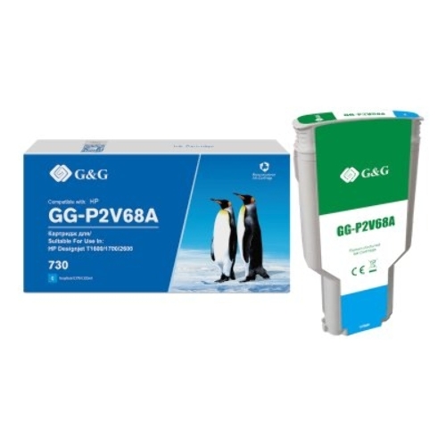 Картридж струйный G&G GG-P2V68A 730 голубой (300 мл) для HP DJ T1600/T1700/T2600