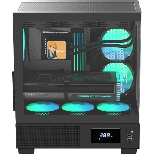 Компьютерный корпус AeroCool/Formula V Line Crystal E1 Black, ATX, TYPE-C*1, USB3.0*2, Switch Display Panel