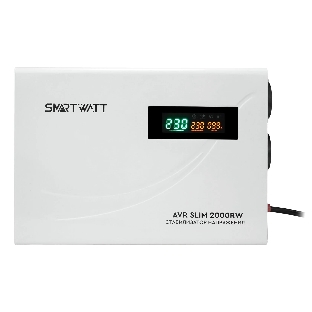 Настенный стабилизатор напряжения SMARTWATT AVR SLIM 2000RW (100W - 260W, 2000VA, 2 кВт, 50 Гц, розеток - 2, LED-дисплей