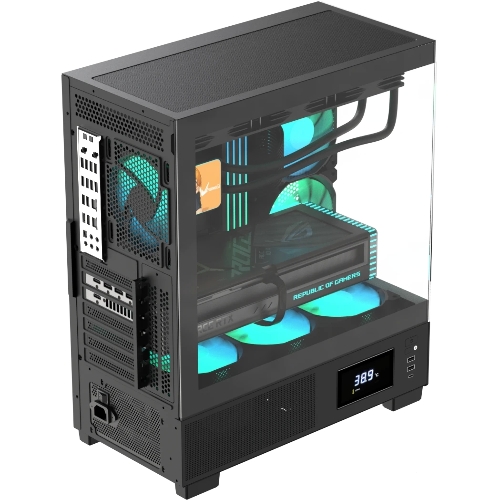 Компьютерный корпус AeroCool/Formula V Line Crystal E1 Black, ATX, TYPE-C*1, USB3.0*2, Switch Display Panel
