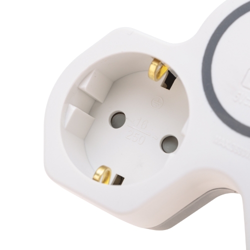 Двойник Rexant электрический (разветвитель) 16А с/з + USB-A + USB-C с защитными шторками, белый