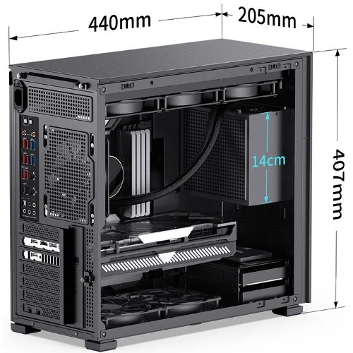 Компьютерный корпус без блока питания JONSBO D41 STD Black ATX без БП, боковая панель из закаленного стекла, mini-ITX, micro-ATX, ATX, черный