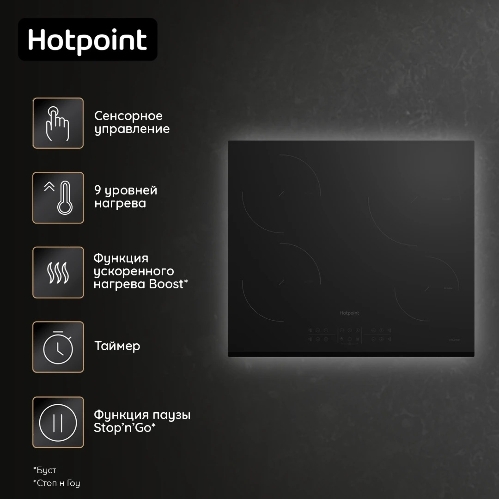 Индукционная варочная панель Hotpoint HB 1560S BF, независимая, черный