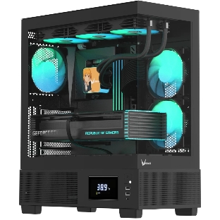 Компьютерный корпус AeroCool/Formula V Line Crystal E1 Black, ATX, TYPE-C*1, USB3.0*2, Switch Display Panel