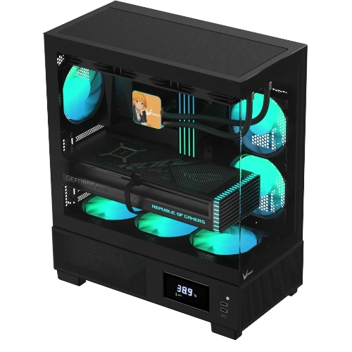 Компьютерный корпус AeroCool/Formula V Line Crystal E1 Black, ATX, TYPE-C*1, USB3.0*2, Switch Display Panel
