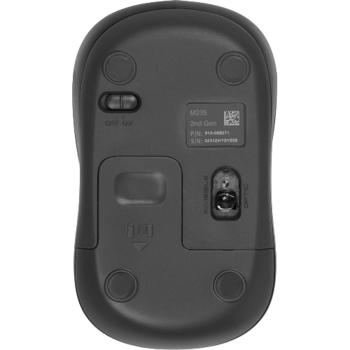 Мышь беспроводная Logitech M235 серый/черный, 1000 dpi, радиоканал, USB, кнопки - 3