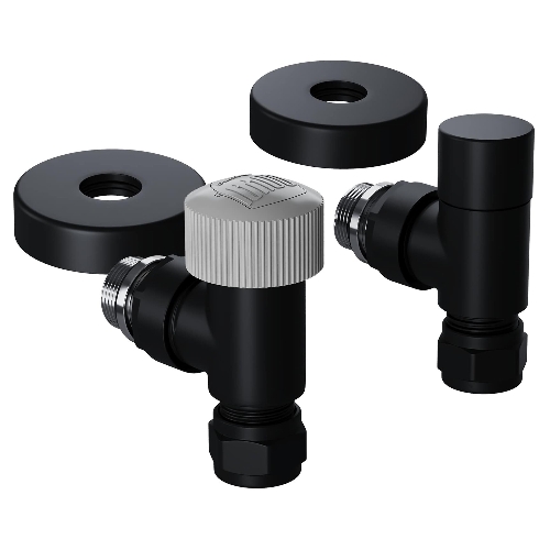 Набор термостатический угловой Royal Thermo Design Pro 15мм М30х1,5 черный