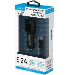 Автомобильное зарядное устройство Maxvi CCM-522 Plus M черный 5.2A