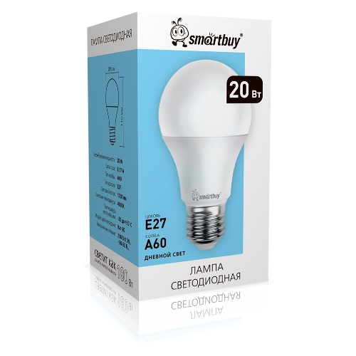 Светодиодная (LED) Лампа Smartbuy-A60-20W/4000/E27 (SBL-A60-20-40K-E27)
