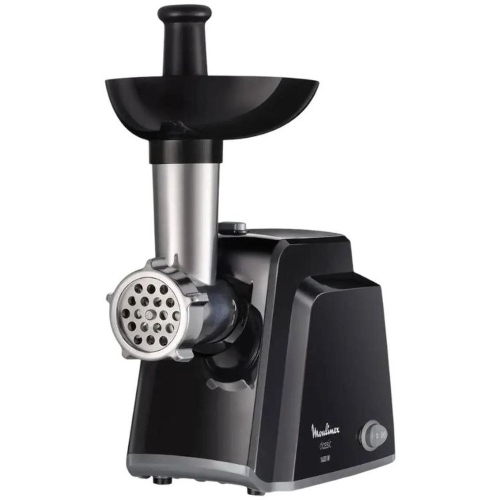 Мясорубка электрическая Moulinex ME105830 черный, 1400 Вт, 1.7 кг/мин, реверс, защита от перегрузки, насадки - 3