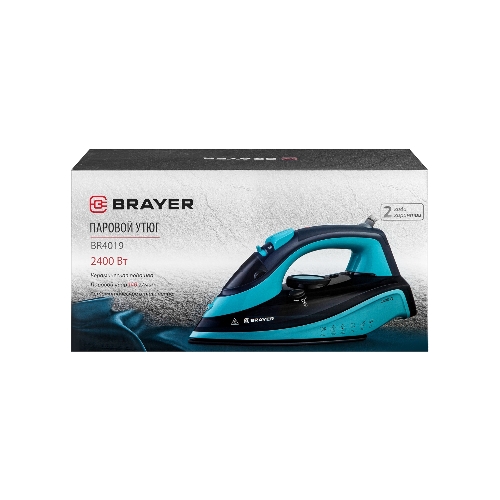 Утюг BRAYER BR4019 голубой/черный, 2400 Вт, 25 г/мин, 140 г/мин, 320 мл