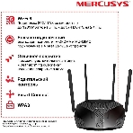 Роутер Mercusys MR70X AX1800 Dual-Band WiFi 6 Router, 574 Mbps at 2.4 GHz + 1201 Mbps at 5 GHz,4× Fixed External Antennas, 3× Gigabit LAN Ports, 1× Gigabit WAN Port, 1024-QAM, OFDMA, Router/Access Point Mode, MU-MIMO, WPA3, TWT, BSS Color