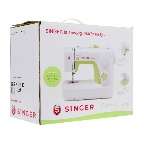 Швейная машина Singer Simple 3229 белый, электромеханическая, вертикальный качающийся, 29 операций, петля полуавтомат