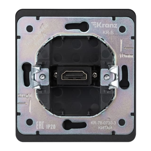Розетка Kranz ROUND HDMI с/у оникс
