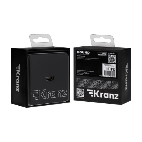 Розетка Kranz ROUND HDMI с/у оникс
