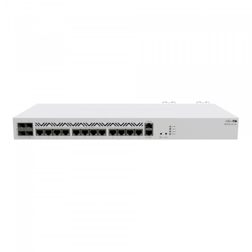 Маршрутизатор Mikrotik CCR2116-12G-4S+ Cloud Core Router 2116-12G-4S+ with Amazon Annapurna Labs Alpine v3 AL73400 CPU (16-cores, 2GHz per core), 16Gb RAM, 4xSFP+ cage, 13xGbit LAN, M.2 PCIe slot, RouterOS L6, 1U rackmount case, Dual PSU