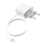 Сетевое зарядное устройство Maxvi CHL-240L Lightning 2.4A, литой кабель 1.2м, белый