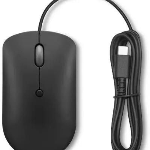Мышь проводная Lenovo 400 черный, 2400 dpi, USB-C, кнопки - 4