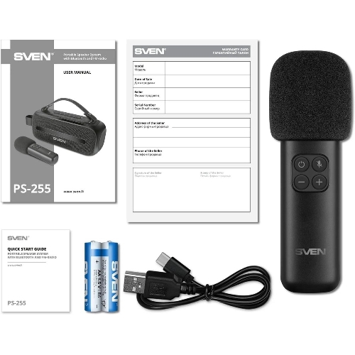 Колонка портативная SVEN PS-255 черный 12W 1.0 BT 3600mAh