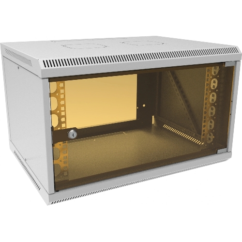 Шкаф коммутационный Suprlan (05-1063) настенный 6U 600x450 мм пер. дв. стекл направл. под закл. гайки 70 кг RAL 7035 385 мм 15.7 кг 360 мм