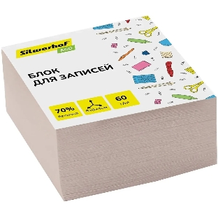 Блок для записей бумажный Silwerhof ECO Эконом 80x80x40 мм, 60 г/м2, белый