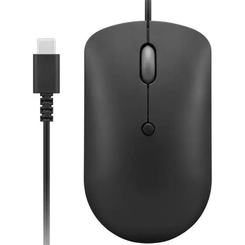 Мышь проводная Lenovo 400 черный, 2400 dpi, USB-C, кнопки - 4